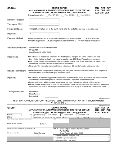 Form GR-7004 2020 Printable Pdf