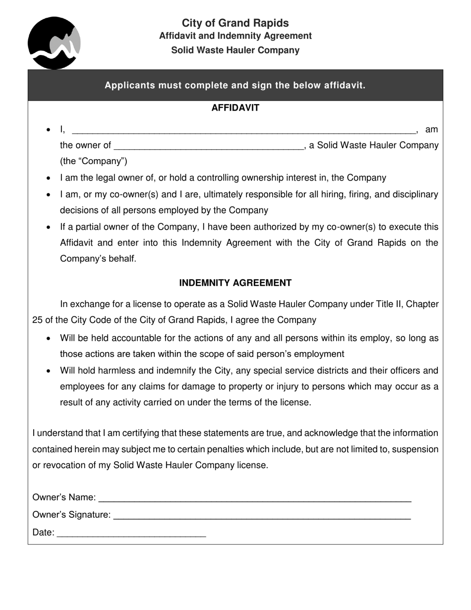 Business License Application - Solid Waste Hauler Company - City of Grand Rapids, Michigan, Page 3