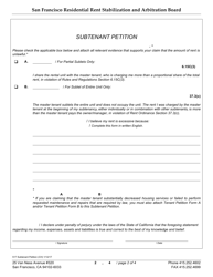 Form 517 Subtenant Petition - City and County of San Francisco, California (English/Chinese), Page 2
