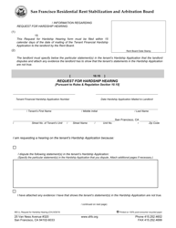 Document preview: Form 993 Request for Hardship Hearing - City and County of San Francisco, California (English/Chinese)