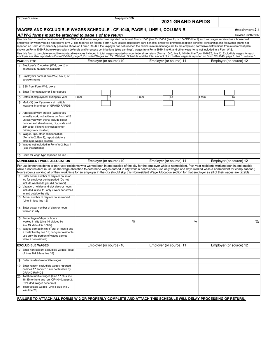 Form CF-1040 Individual Income Tax Return - Non-resident - City of Grand Rapids, Michigan, Page 12