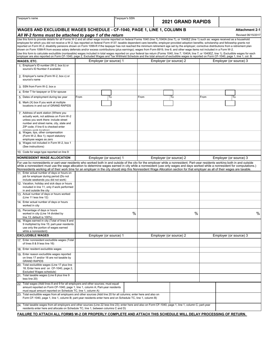 Form CF-1040 Individual Income Tax Return - Non-resident - City of Grand Rapids, Michigan, Page 9