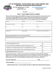 Document preview: Individual Withholding Refund Request - City of Miamisburg, Ohio