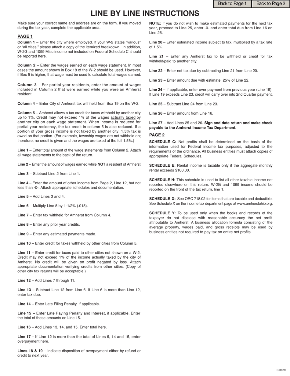 2021 City of Amherst, Ohio Tax Form Fill Out, Sign Online and