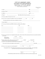 &quot;New Resident Questionnaire&quot; - City of Amherst, Ohio