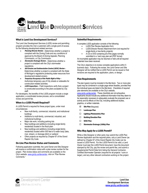 Instructions for Luds Application - City of Grand Rapids, Michigan Download Pdf