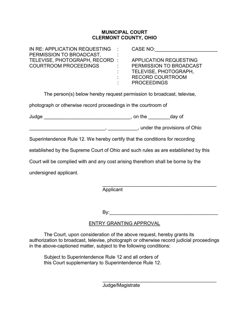 Application to Broadcast - Clermont County, Ohio, Page 1