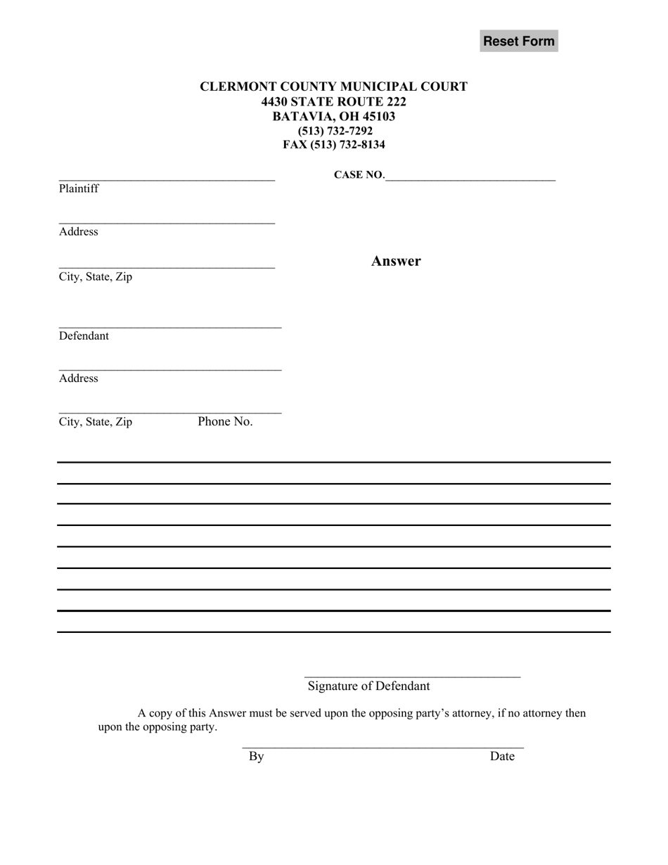 Village of Batavia, Ohio Answer - Fill Out, Sign Online and Download ...