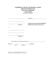 Document preview: Notice of Voluntary Dismissal - Village of Batavia, Ohio
