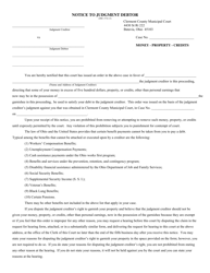 Document preview: Notice to Judgment Debtor - Village of Batavia, Ohio