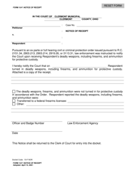 Form 10-F &quot;Notice of Receipt&quot; - Clermont County, Ohio