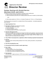 Document preview: Director Review Application Checklist - Outdoor Seating With Alcohol Service (Sections 5.9.05. and 5.9.24.) - City of Grand Rapids, Michigan