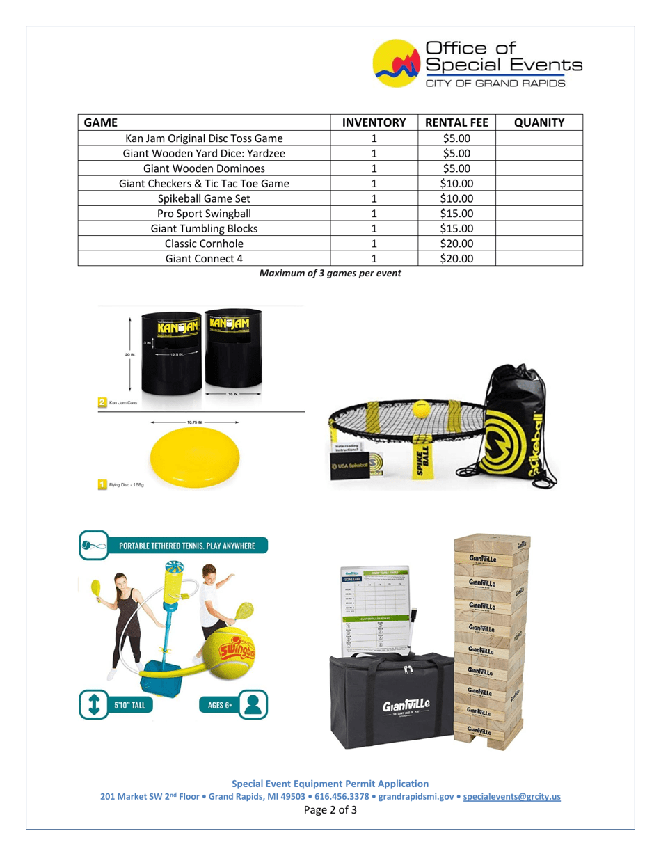 Outdoor Game Rental - City of Grand Rapids, Michigan, Page 2