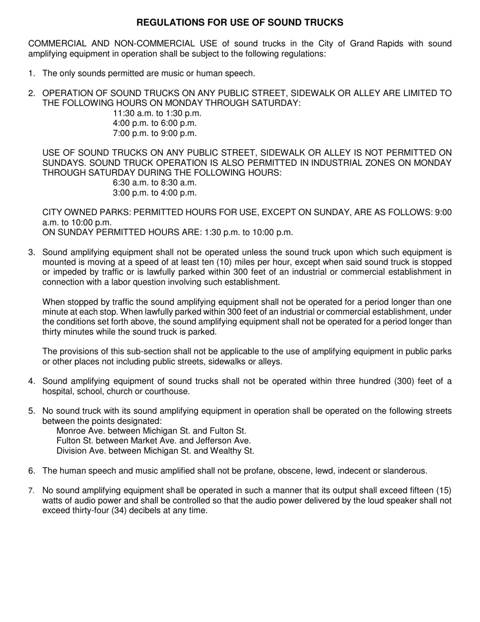 Business License Application - Sound Truck - City of Grand Rapids, Michigan, Page 5