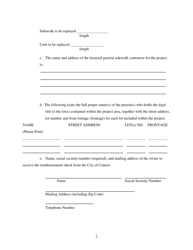Application and Contract Pursuant to Chapter 919 of the Canton City Codified Ordinances - Sidewalk and Curb Replacement Program - City of Canton, Ohio, Page 2