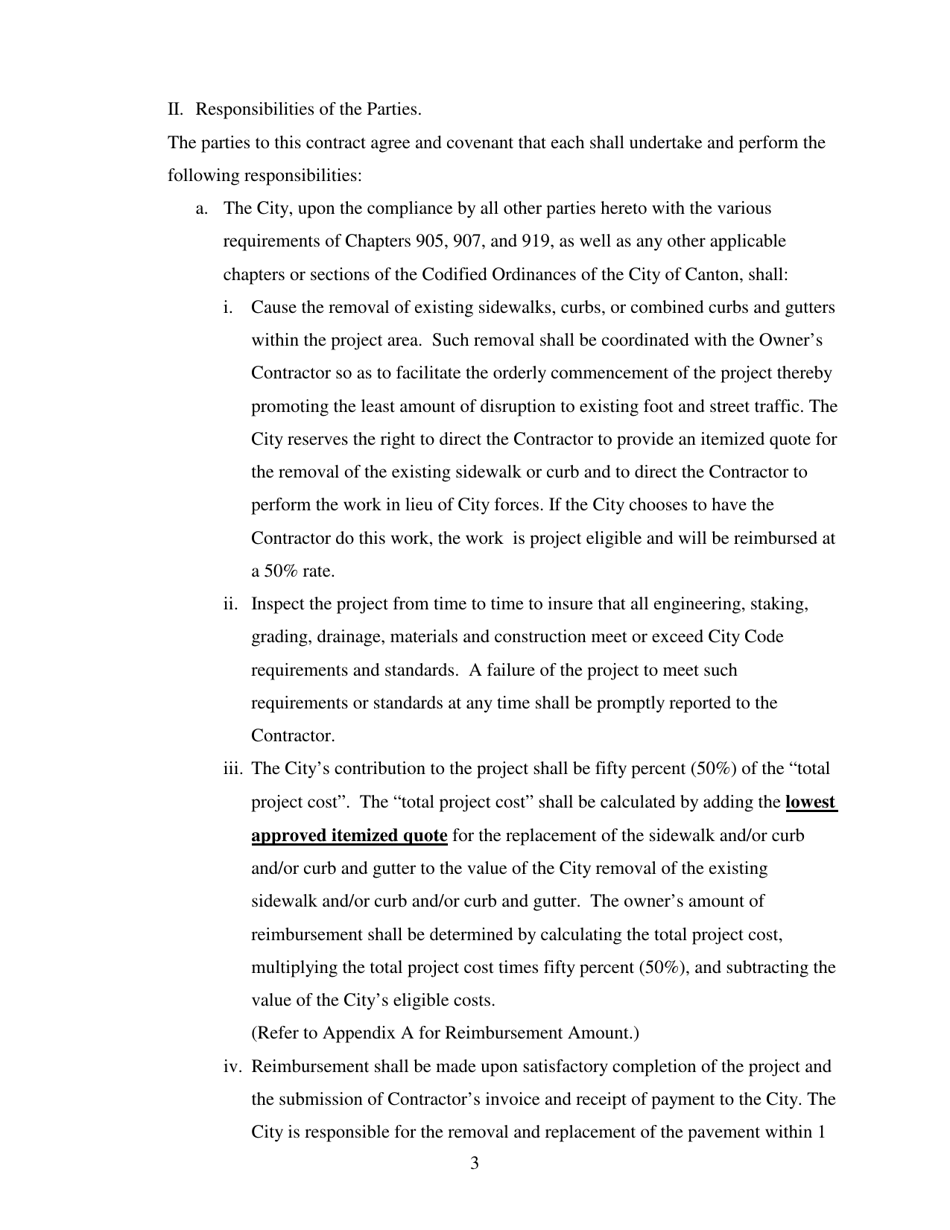 Application and Contract Pursuant to Chapter 919 of the Canton City Codified Ordinances - Sidewalk and Curb Replacement Program - City of Canton, Ohio, Page 3