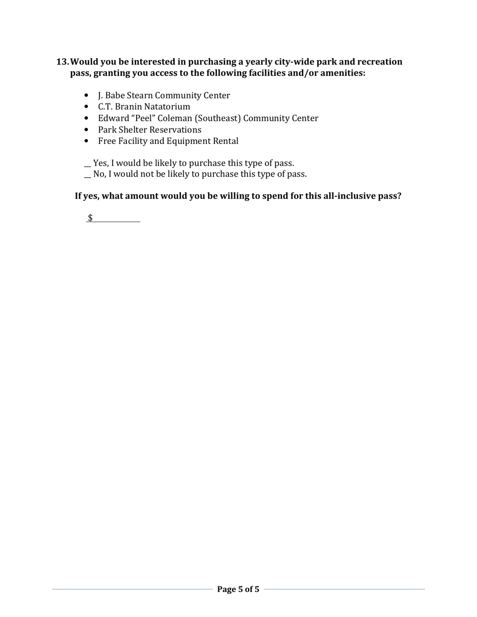 Parks Survey - City of Canton, Ohio, Page 5