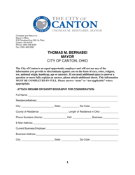 Document preview: Board and Commission Application - City of Canton, Ohio