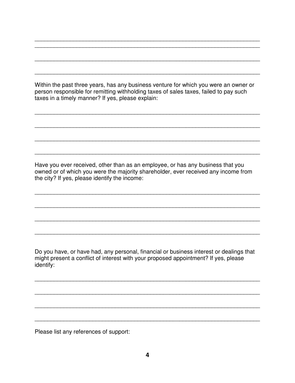 Board and Commission Application - City of Canton, Ohio, Page 4