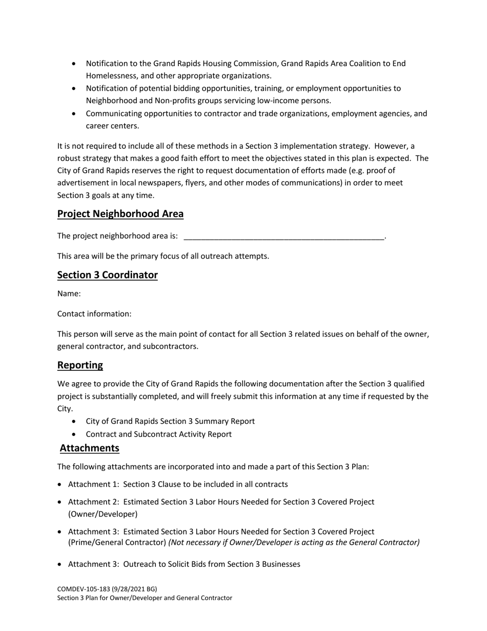 Form COMDEV-105-183 Section 3 Plan for Owner / Developer and General Contractor - City of Grand Rapids, Michigan, Page 4