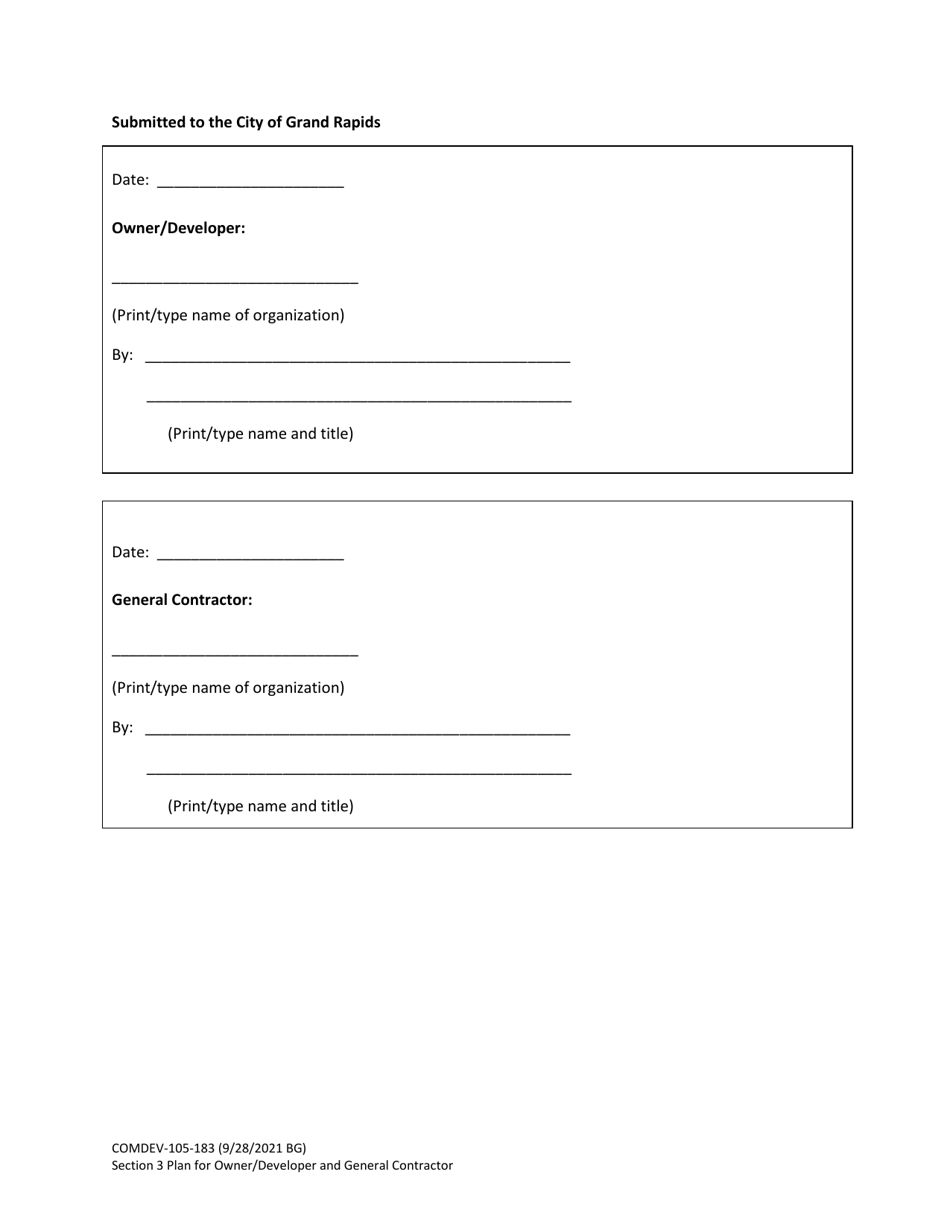 Form COMDEV-105-183 Section 3 Plan for Owner / Developer and General Contractor - City of Grand Rapids, Michigan, Page 5