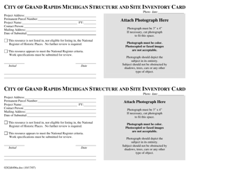 Document preview: Structure and Site Inventory Card - City of Grand Rapids, Michigan
