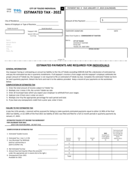Form IDI-22 Individual Estimated Tax - City of Toledo, Ohio, Page 2