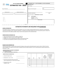 Form BDI-22 Business Estimated Tax - City of Toledo, Ohio, Page 2