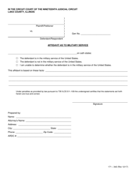 Document preview: Form 171-342 Affidavit as to Military Service - Lake County, Illinois