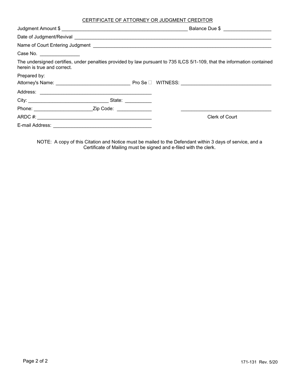 Form 171-131 - Fill Out, Sign Online and Download Fillable PDF, Lake ...