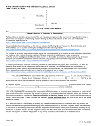 Form 171-23 Citation to Discover Assets - Lake County, Illinois