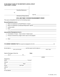 Document preview: Form 171-379 Civil and Family Division Reassignment Order - Lake County, Illinois