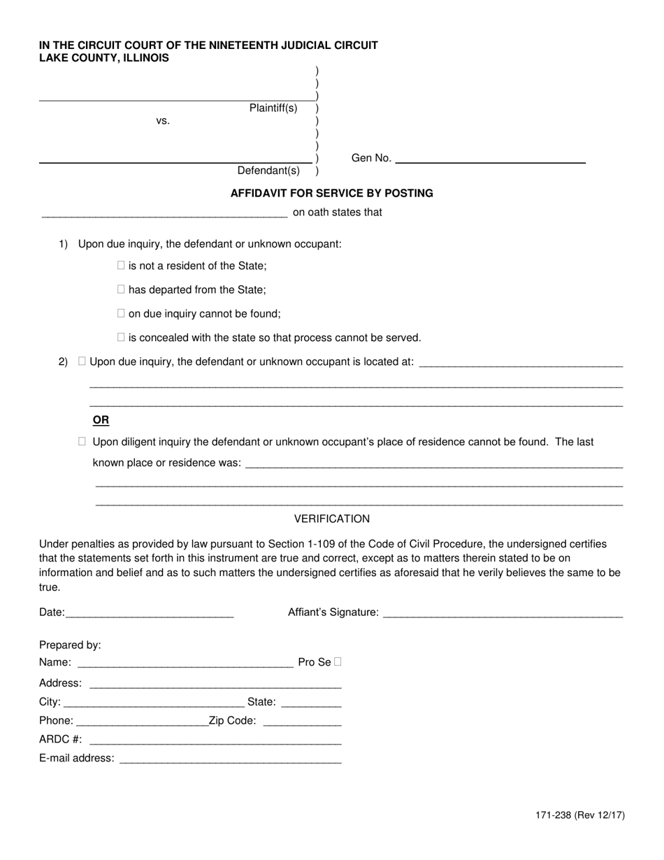 Form 171-238 - Fill Out, Sign Online and Download Fillable PDF, Lake ...