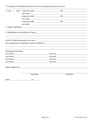 Form 171-351 Answer to Citation to Discover Assets Proceeding - Lake County, Illinois, Page 2