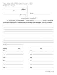 Document preview: Form 171-421 Memorandum of Agreement - Lake County, Illinois