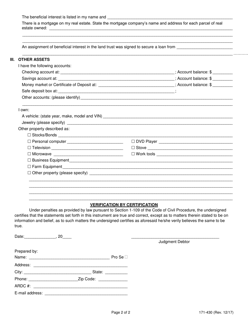 Form 171-430 - Fill Out, Sign Online and Download Fillable PDF, Lake ...