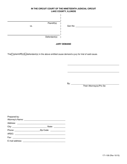 Form 171-109  Printable Pdf