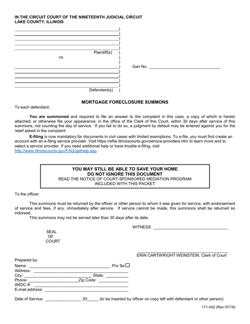 Form 171-452  Printable Pdf