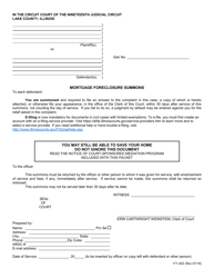 Form 171-452 Mortgage Foreclosure Summons - Lake County, Illinois