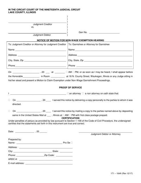 Form 171-164A  Printable Pdf