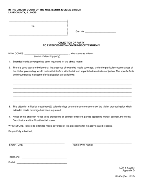 Form 171-434 Appendix D  Printable Pdf