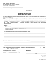 Document preview: Formulario 171-432 Apendice B Orden Para Una Solicitud De Amplia Cobertura De Prensa - Lake County, Illinois (Spanish)