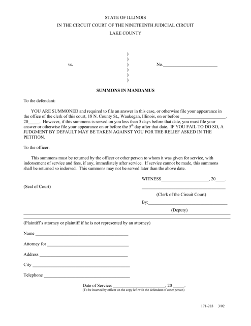 Form 171-283  Printable Pdf