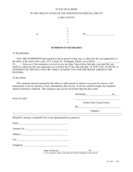 Form 171-283 Summons in Mandamus - Lake County, Illinois