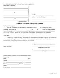 Document preview: Form 171-21 Summons to Confirm Conditional Judgment - Lake County, Illinois