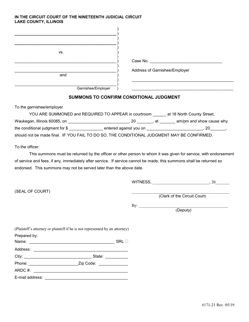Form 171-21 - Fill Out, Sign Online and Download Fillable PDF, Lake ...
