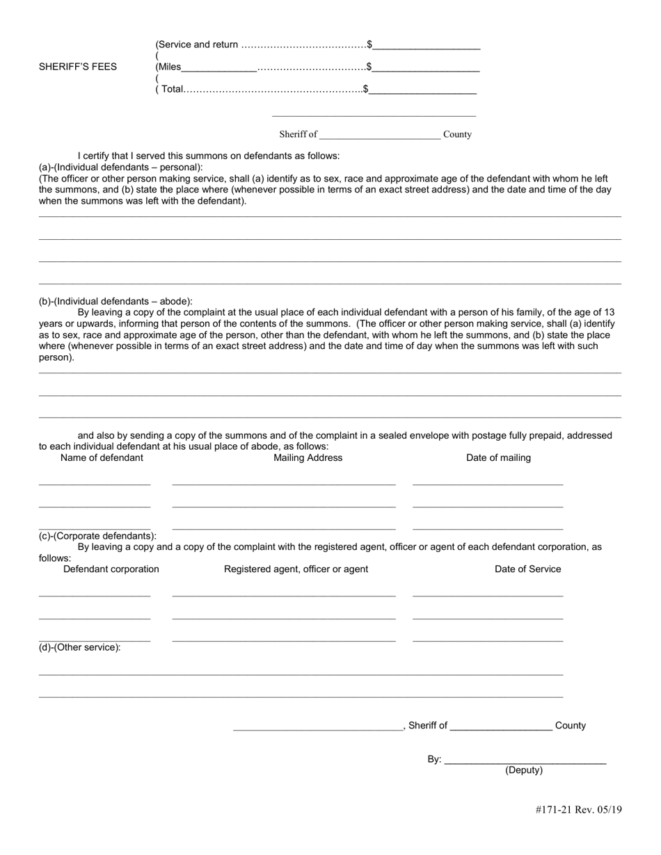 Form 171-21 Summons to Confirm Conditional Judgment - Lake County, Illinois, Page 2