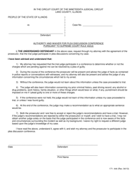 Form 171-444 &quot;Authority and Waiver for Plea Discussion Conference Pursuant to Supreme Court Rule 402(D)&quot; - Lake County, Illinois