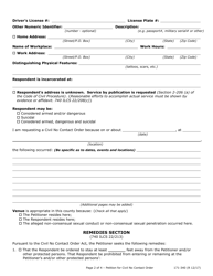 Form 171-340 Verified Petition for Civil No Contact Order (Sexual Conduct and/or Penetration) - Lake County, Illinois, Page 2