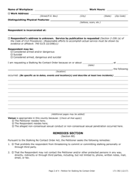 Form 171-392 Verified Petition for Stalking No Contact Order - Lake County, Illinois, Page 2